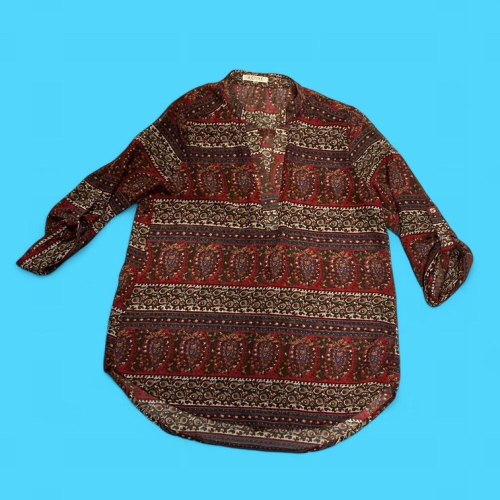 Active boho paisley tunic blouse